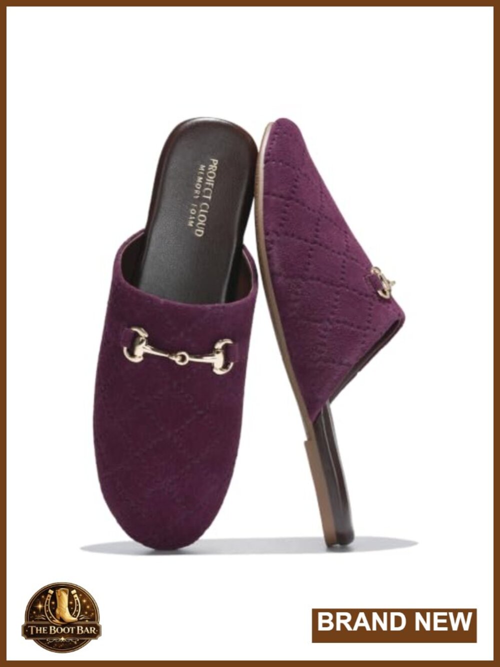 100% Genuine Leather Mules Horsebit Memory Foam Flats